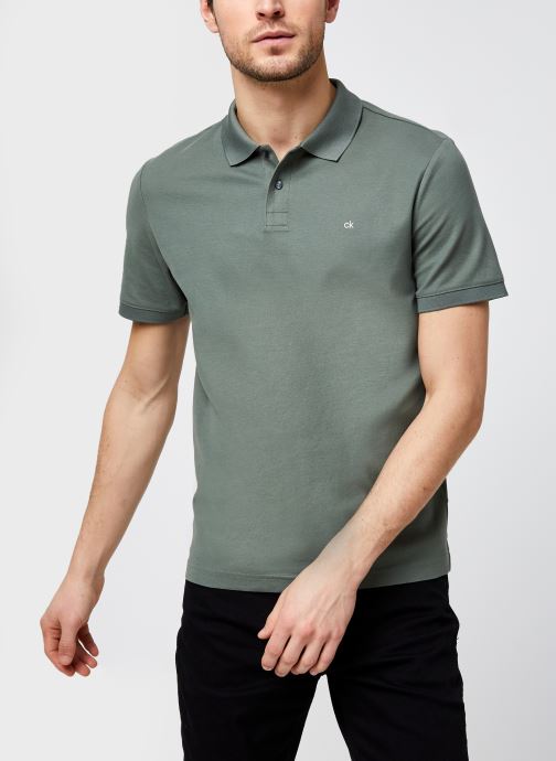 Refined Pique Logo Slim Polo par Calvin Klein
