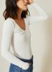 T-shirt manches longues en coton détails en dentelle par Monoprix Femme t4 female
