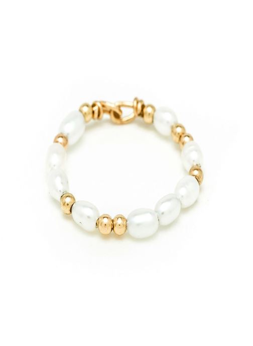 bague Grain de riz Simple or jaune blanc par YAY Paris