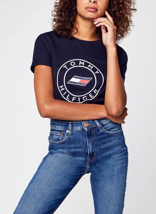 Slim Round Graphic C-Nk Tee Ss par Tommy Sport