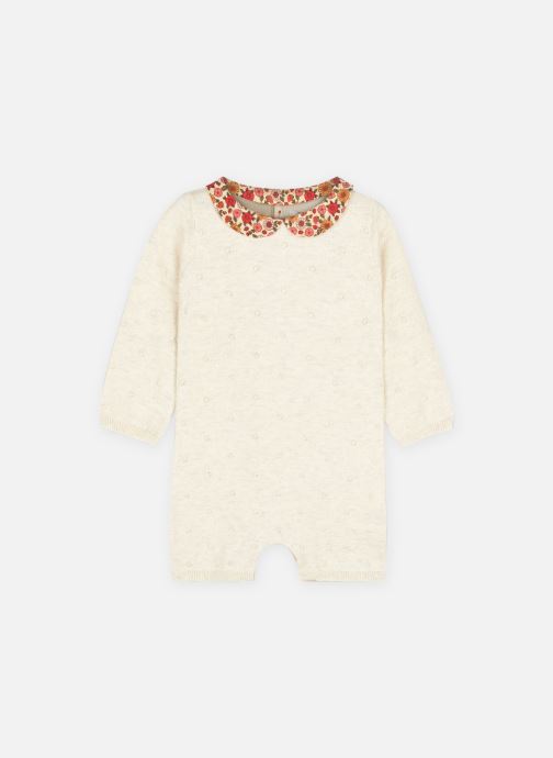 Combinaison jambes courtes en tricot-Bontons coquillages-Col imprimé fleurs par Bout'Chou