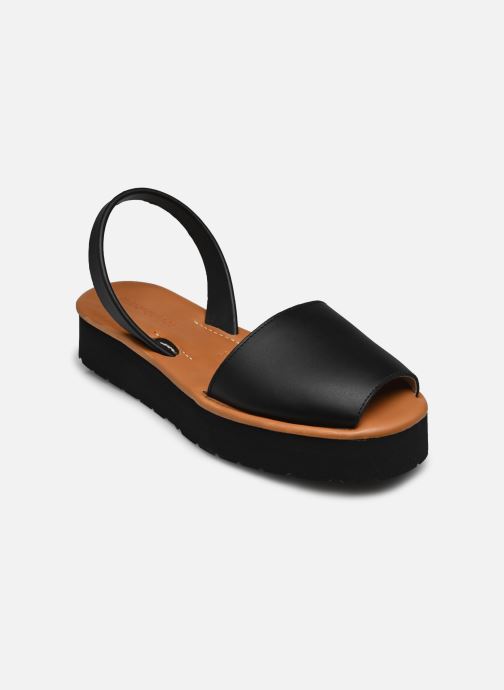 Sandales et nu-pieds Avarca Platja Plateforme Cuir Negro - Minorquines - Modalova