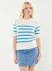 Vero Moda Vêtements Vmsaba Plain Ss O-Neck Pullover Ga Noos pour Accessoires Female XS 10306829-Birch Stripes:W IBIZA BLUE