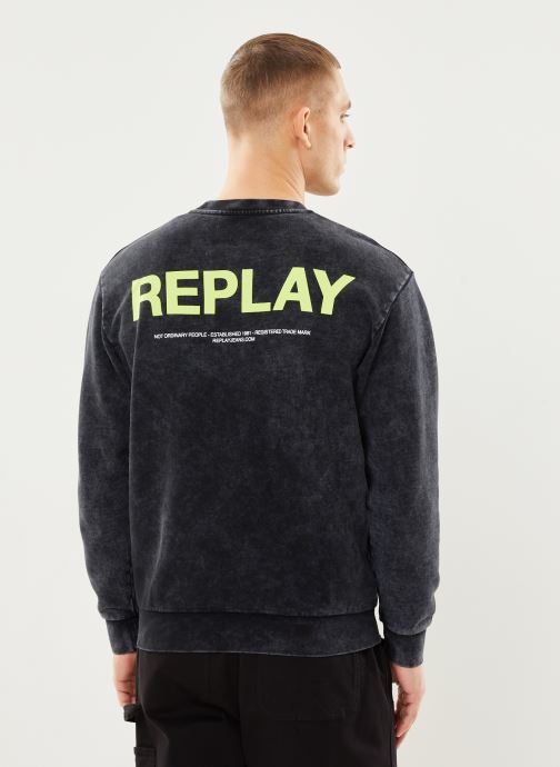 Vêtements Replay Sweat noir delave gros logo jaune fluo dos pour  Accessoires