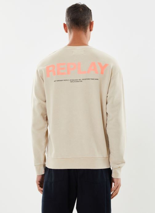 Vêtements Replay Sweat beige delave gros logo rouge fluo dos pour  Accessoires