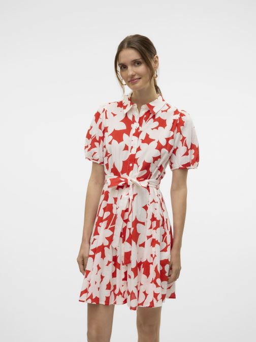Vêtements Vero Moda VMDICTHE 2/4 SHORT VOLUME DRESS WVN GA pour Accessoires