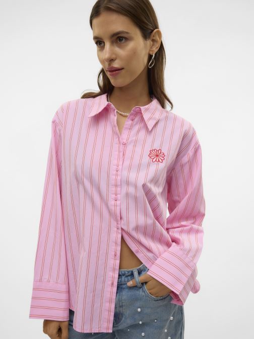 Vêtements Vero Moda VMCHARLOTTE LS STRIPE EMB SHIRT WVN GA pour Accessoires