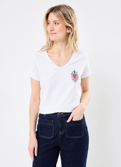 Vêtements PCTILLY SS V-NECK EMB T-SHIRT JRS FC pour Accessoires - Pieces - Modalova