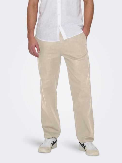 Vêtements Only & Sons ONSSINUS LOOSE 0007 COT LIN PANT NOOS pour Accessoires