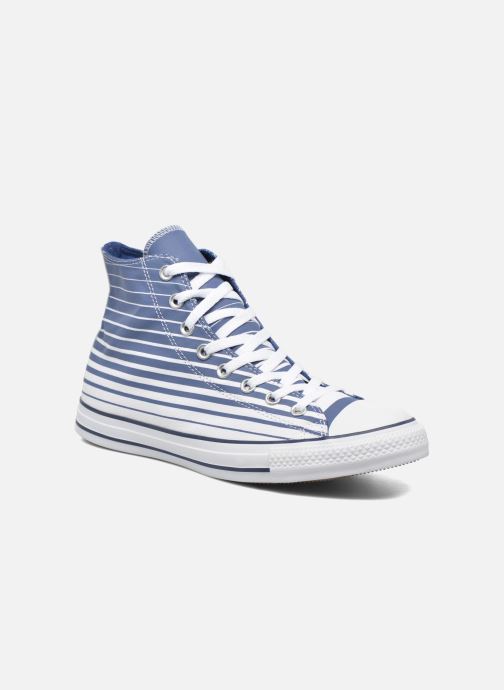 white converse with blue stripe