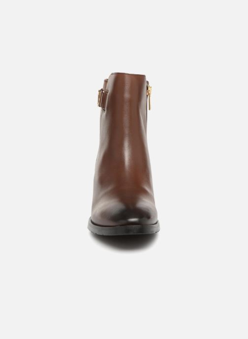 tommy hilfiger th buckle mid heel boot leather
