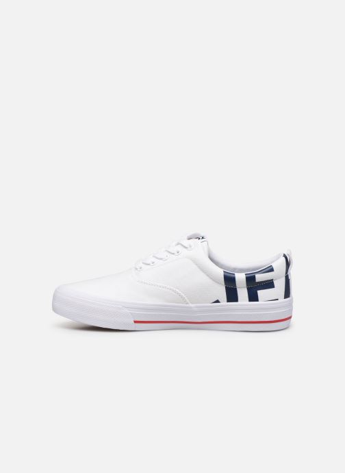 tommy hilfiger corporate logo leather trainers in white