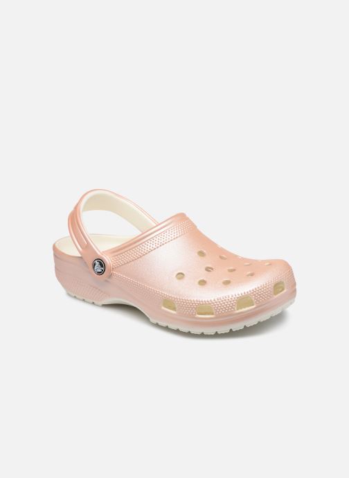 pink metallic crocs