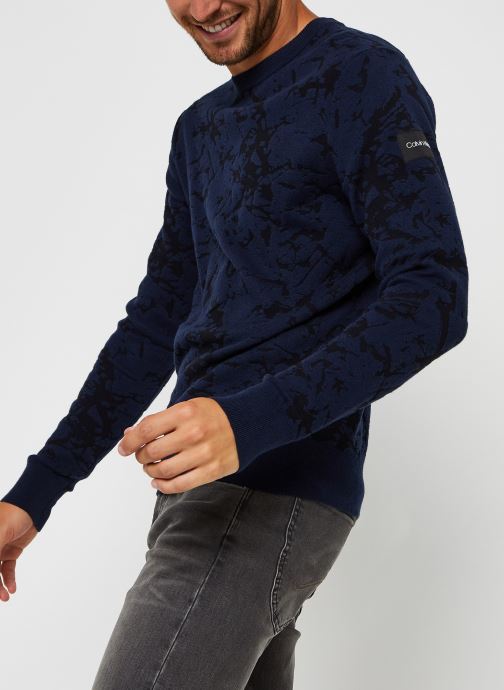 Calvin Klein Cotton Blend Abstract Sweater Blauw Kleding Chez Sarenza