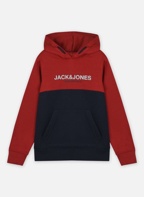 Vêtements Jack & Jones Jjeurban Blocking Sweat Hood Noos Jr Rouge vue détail/paire