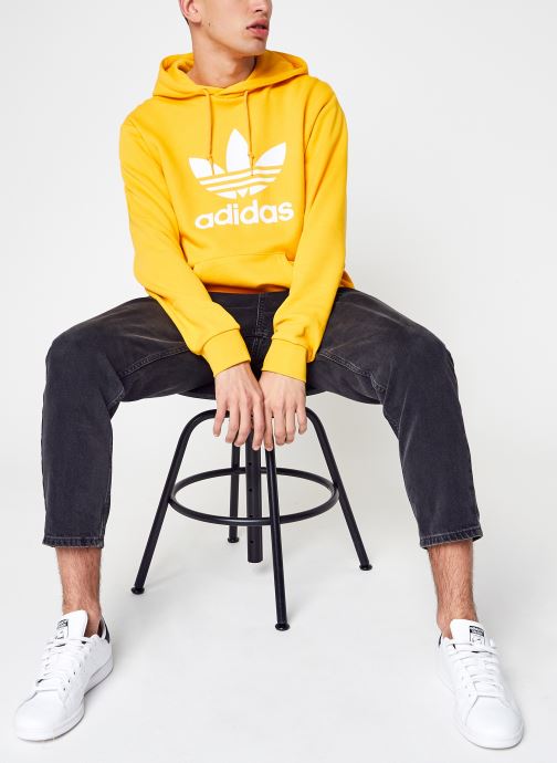 adidas yellow trefoil hoodie