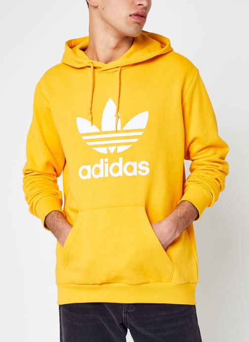 adidas yellow trefoil hoodie