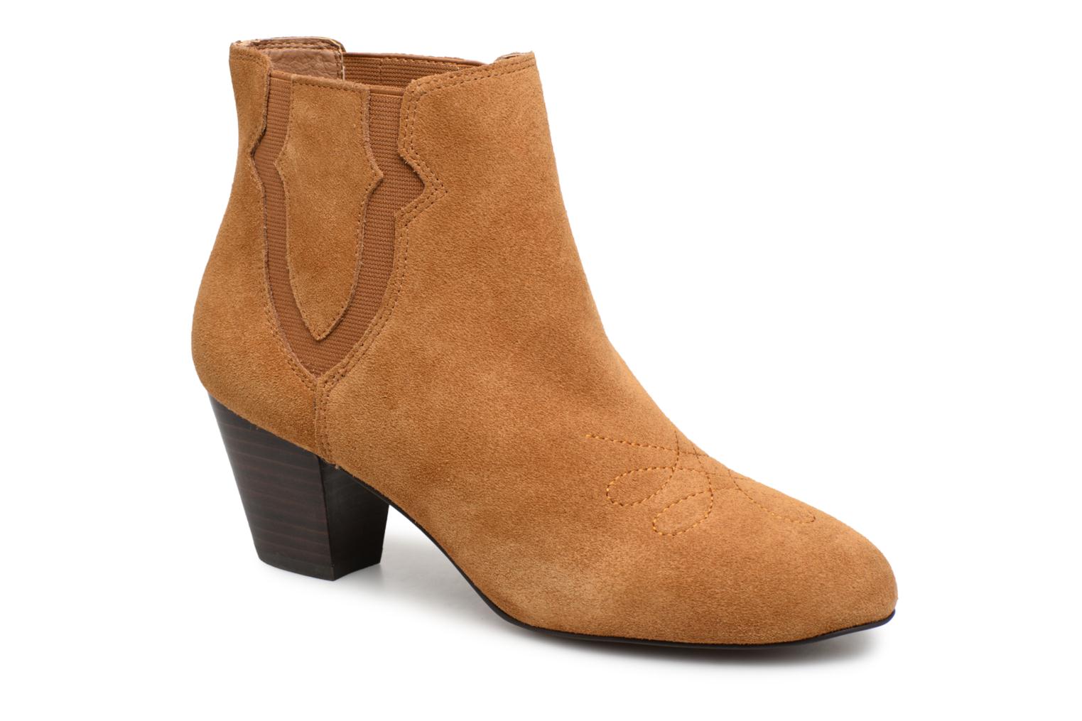 BOTTINES CROUTE CUIR SURPIQURE par Monoprix Femme